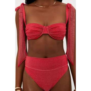 Beach Riot Women's Drea Swim Bikini Top, Red Hot Shine, S