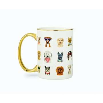 RIFLE PAPER CO. Dog Days Mug, for Everyday Use and Gatherings with Unique Designs, for Friends and Family Anytime of the Year, Coffee Tea Enthusiasts and more