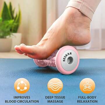 BESKAR Foot Massage Roller for Plantar Fasciitis Relief, Portable Foot Roller to Deep Tissue Muscle Massage, Foot Arch and Heel Pain, Foot Trigger Point Therapy Reflexology Tool