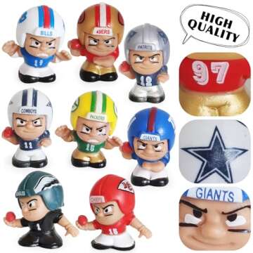 Football Player Figures Collector Set 8 Players Plus Rare Exclusive Coach Figure 1.8" Action Figures Toys Collection Birthday Gifts Cake Toppers for Kids