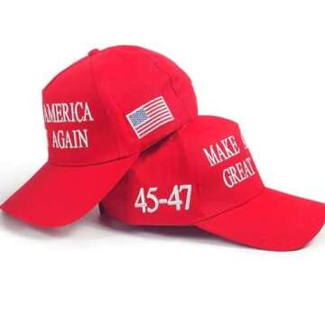 MAGA Hat 45-47 Make America Great Again Donald Trump with USA Flag Cap Adjustable 2024 Keep America Great Baseball Hat (Cotton, Red 45-47)