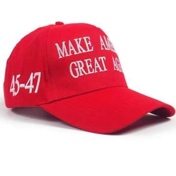 MAGA Hat 45-47 Make America Great Again Donald Trump with USA Flag Cap Adjustable 2024 Keep America Great Baseball Hat (Cotton, Red 45-47)