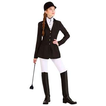 Women's Equestrian Costume | Adult Horse Riding Derby Racetrack Outfit with Jacket, Pants, Jabot and Accessories