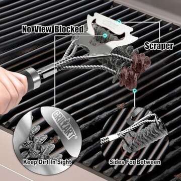 GRILLART Grill Brush for Outdoor Grill Bristle Free - Safe BBQ Grill Cleaner Brush - 18" BBQ Brush for Grill Cleaning Kit -Stainless Grill Cleaning Brush BBQ Grill Accessories Tools- Gifts for Men Dad