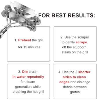 GRILLART Grill Brush for Outdoor Grill Bristle Free - Safe BBQ Grill Cleaner Brush - 18" BBQ Brush for Grill Cleaning Kit -Stainless Grill Cleaning Brush BBQ Grill Accessories Tools- Gifts for Men Dad