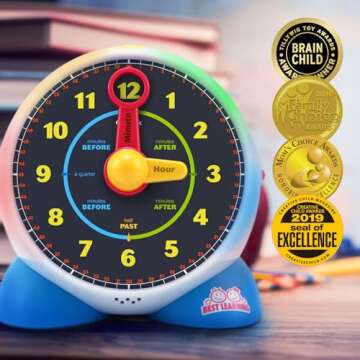 BEST LEARNING Learning Clock - Educational Talking Learn to Tell Time Teaching Toy with Quiz and Music Sleep Mode - Toddlers & Kids Ages 3, 4, 5, 6 Years Old Boy and Girl Birthday Present