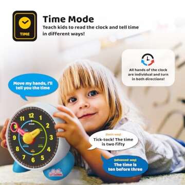 BEST LEARNING Learning Clock - Educational Talking Learn to Tell Time Teaching Toy with Quiz and Music Sleep Mode - Toddlers & Kids Ages 3, 4, 5, 6 Years Old Boy and Girl Birthday Present