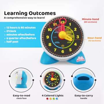 BEST LEARNING Learning Clock - Educational Talking Learn to Tell Time Teaching Toy with Quiz and Music Sleep Mode - Toddlers & Kids Ages 3, 4, 5, 6 Years Old Boy and Girl Birthday Present