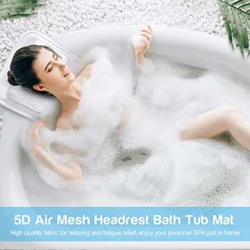 Bath Pillows for Tub Full Body Non-Slip Bathtub Pillow, Quick Drying Bathtub Mat, Upgraded 3D Air Mesh SPA Cushion for Relaxation and Comfy,Machine Washable,Fit Any Tub.