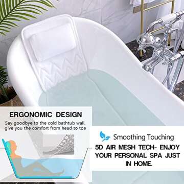 Bath Pillows for Tub Full Body Non-Slip Bathtub Pillow, Quick Drying Bathtub Mat, Upgraded 3D Air Mesh SPA Cushion for Relaxation and Comfy,Machine Washable,Fit Any Tub.