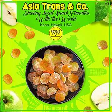 Asia Trans Sour Apple Gummies with Li Hing Mui Plum Powder | Hawaiian Favorite | Sweet & Sour Soft Gummy Candy (2.5 oz)