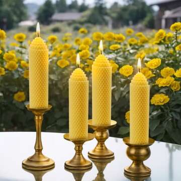 Beeswax Pillar Candles Set of 2 - Handmade Pure Beeswax Rolled Candles for Gift & Home Decor (1.5×6 in)