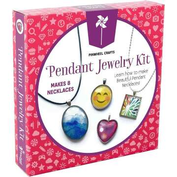 Pinwheel Crafts Jewelry Making Kit - Kids Crafts Make Your Own Glass Pendant Necklace - Craft Kits for Girls Ages 7 12