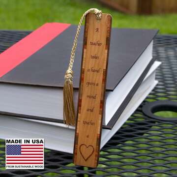 Teacher Wooden Bookmark - Unique Gift for Readers