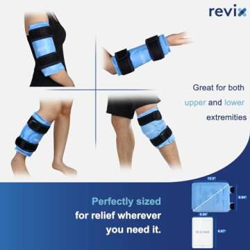 REVIX Ice Pack for Knee Pain Relief, Reusable Gel Ice Wrap for Leg Injuries, Swelling, Knee Replacement Surgery, Cold Compress Therapy for Arthritis, Meniscus Tear and ACL Blue