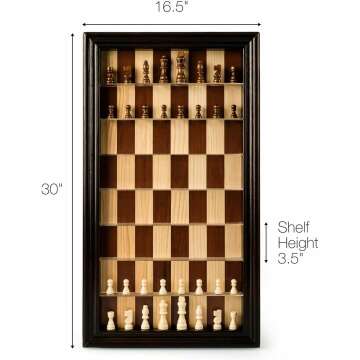 Wall Mounted Vertical Chess Board Set with 32 Pieces