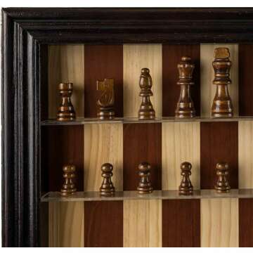 Wall Mounted Vertical Chess Board Set with 32 Pieces