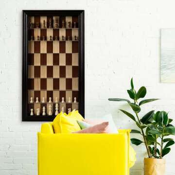 Wall Mounted Vertical Chess Board Set with 32 Pieces