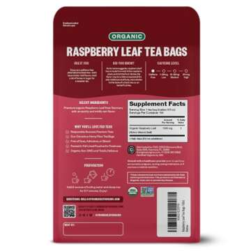 Organic Red Raspberry Leaf 100 Tea Bags | Eco-Conscious Tea Bags in Kraft Bag | Raw from Germany | by FGO