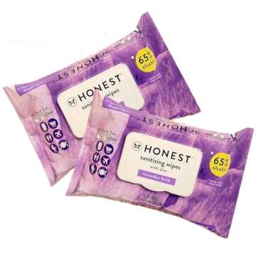 Honest Sanitizing Alcohol Wipes & Disinfecting Wipes, Cleans & Kills 99% of Germs, Made With Aloe & lavender 100 Count (2 Packs of 50) by 4K Logistics