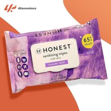 Honest Sanitizing Alcohol Wipes & Disinfecting Wipes, Cleans & Kills 99% of Germs, Made With Aloe & lavender 100 Count (2 Packs of 50) by 4K Logistics