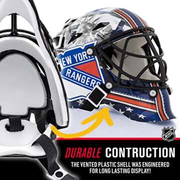 Franklin Sports New York Rangers NHL Team Logo Mini Hockey Goalie Mask with Case - Collectible Goalie Mask with Official NHL Logos and Colors