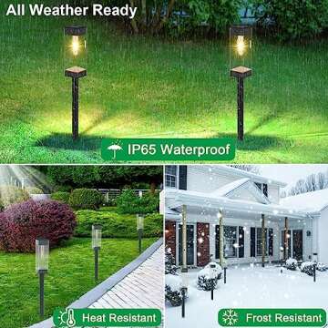 4 Pack Solar Pathway Lights Outdoor, Solar Lights Outdoor with LED Filament Bulb, Waterproof Stainless Steel Solar Lights for outside, Garden, Landscape, Walkway, Driveway, Yard, Sidewalk, Lawn decor