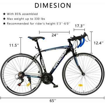 Road Commuter Bike with Dual Disc Brakes & Speed Shifters