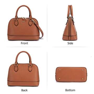 Small Crossbody Bags for Women Classic Double Zip Top Handle Dome Satchel Bag Shoulder Purse Brown