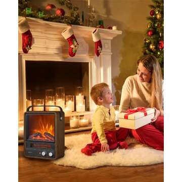 Electric Fireplace Heaters for Indoor Use,1500W Space Heater Fireplace with Realistic Flame & Fire Crackling Sound, Safety Protection, Portable Fireplace Heater for Home Office Christmas Decoration