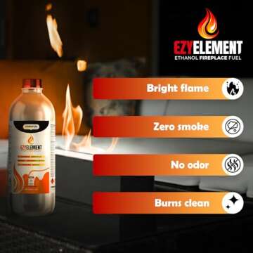 Bioethanol Fireplace Fuel 3 x 1 Liter - Clean Burning, Odorless, and Smokeless Bioethanol Fuel for Tabletop Fireplaces, Bio Ethanol Fuel for Table Top Fire Pit, Renewable Ethanol Fire Pit Fuel Burners