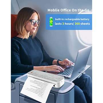 JADENS Wireless Portable Printer - Supports 8.26"x11.69" US Letter, Inkless Mobile Printer Compatible with iOS, Android & Laptop, Portable Printers Wireless for Travel, Mobile Office, School, Home