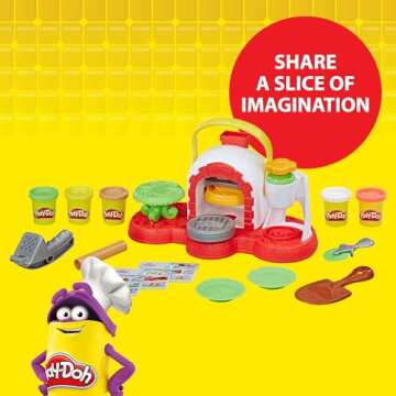 Play-Doh Kitchen Creations Stamp 'n Top Pizza Oven Toy, 5 Modeling Compound Colors, Back to School Classroom Supplies, Play Food & Cooking Toys for Kids, Preschool Toys, Ages 3+