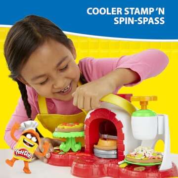 Play-Doh Kitchen Creations Stamp 'n Top Pizza Oven Toy, 5 Modeling Compound Colors, Back to School Classroom Supplies, Play Food & Cooking Toys for Kids, Preschool Toys, Ages 3+