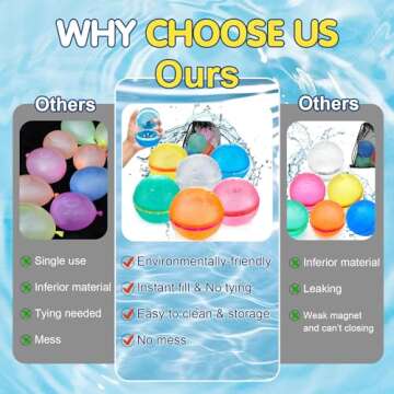 Reusable Water Balloons for Kids,24 PCS Magnetic Refillable Latex-Free Silicone Water Bomb with Mesh Bag, Summer Toys Beach Toys Swimming Pool Party Supplies Bath Toy Outdoor Summer Surprise for Kids