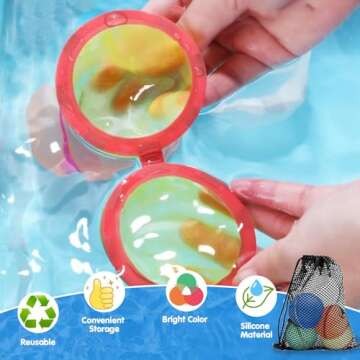 Reusable Water Balloons for Kids,24 PCS Magnetic Refillable Latex-Free Silicone Water Bomb with Mesh Bag, Summer Toys Beach Toys Swimming Pool Party Supplies Bath Toy Outdoor Summer Surprise for Kids