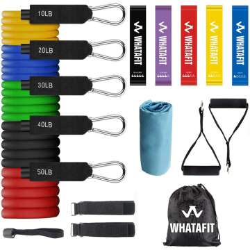 Whatafit Resistance Bands Set, Exercise Bands with Door Anchor, Handles, Carry Bag, Legs Ankle Straps for Resistance Training, Physical Therapy, Home Workouts