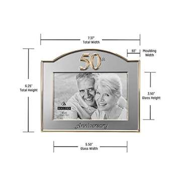 Malden 50th Anniversary Picture Frame Gold Silver 4x6