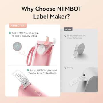 NIIMBOT Label Maker Machine D11 Label Printer Tape Included Portable Wireless Connection Multiple Templates Available for Phone Easy to Use Office Home Organization USB Rechargeable