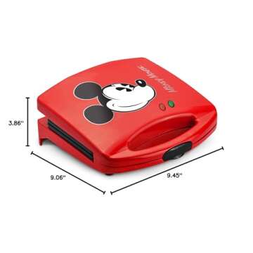 Disney Mickey Mouse Sandwich Maker - Dual Sandwich Maker for Disney Kitchen Appliances - Features Non-Stick Cooking Plates - Mickey Mouse Panini Sandwich Machine - Imprints Mickey Mouse Image