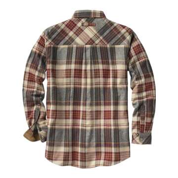 Legendary Whitetails Men's Standard Buck Camp Flannel, Long Sleeve Plaid Button Down Casual Shirt, Corduroy Cuffs, Cedarwood, Medium