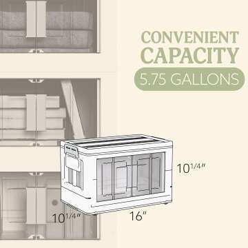 OlarHike 23QT Storage Bins with Lids - Folding Storage box with Doors and Wheels, Collapsible Plastic Storage Bins for Closets, Stackable Storage Organizer, Storage Containers for Closet, 3 Pack Cubes