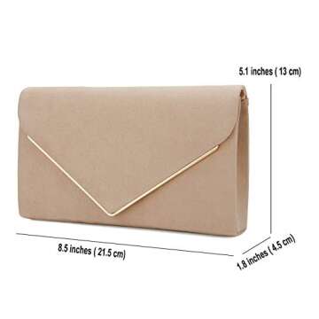 CHARMING TAILOR Faux Suede Clutch Bag Elegant Woman Evening Purse for Wedding/Prom/Black-tie Events (Nude)