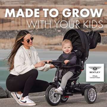 Bentley Kids Trike, All Terrain Toddler Bike 6-in-1, Officially Licensed & Designed by Bentley Motors UK, Baby Tricycle is a Compelling Statement of Performance & Luxury, Onyx Black (6m-5y+)