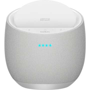 Belkin SOUNDFORM Elite Hi-Fi Smart Speaker + Wireless Charger (Alexa Voice-Controlled Bluetooth Speaker) Sound Technology By Devialet, Fast Wireless Charging for iPhone, Samsung Galaxy & More - White