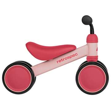 Retrospec Cricket Baby Walker Balance Bike with 4 Wheels for Ages 12-24 months - Toddler Bicycle Toy for 1 Year Old’s - Ride On Toys for Boys and Girls - One Size