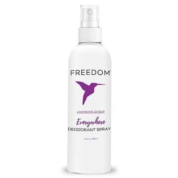 Freedom Everywhere Deodorant Spray - Natural Whole Body Odor Protection Spray for Women & Men with Sensitive Skin, Baking Soda Free, Aluminum Free, EWG Verified, Cruelty-Free, Lavender Citrus, 3.4 Oz