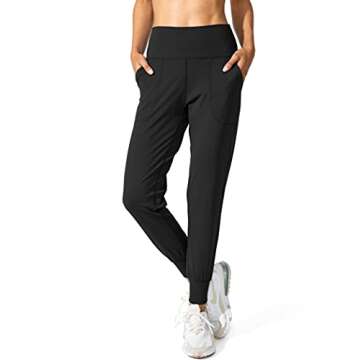 G Gradual Women's Joggers High Waisted Yoga Pants with Pockets Loose Leggings for Women Workout, Athletic, Lounge (Black, Medium)