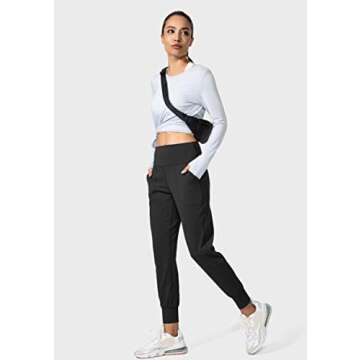 G Gradual Women's Joggers High Waisted Yoga Pants with Pockets Loose Leggings for Women Workout, Athletic, Lounge (Black, Medium)