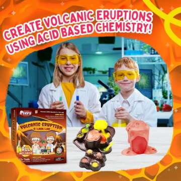 Playz Volcanic Eruption & Lava Lab - Educational Science Kits for Kids Age 8-12+ with 22+ Tools to Make Lava Bombs, Volcano Eruptions, & More - Chemistry Set Toys for Boys, Girls, Teenagers & Kids